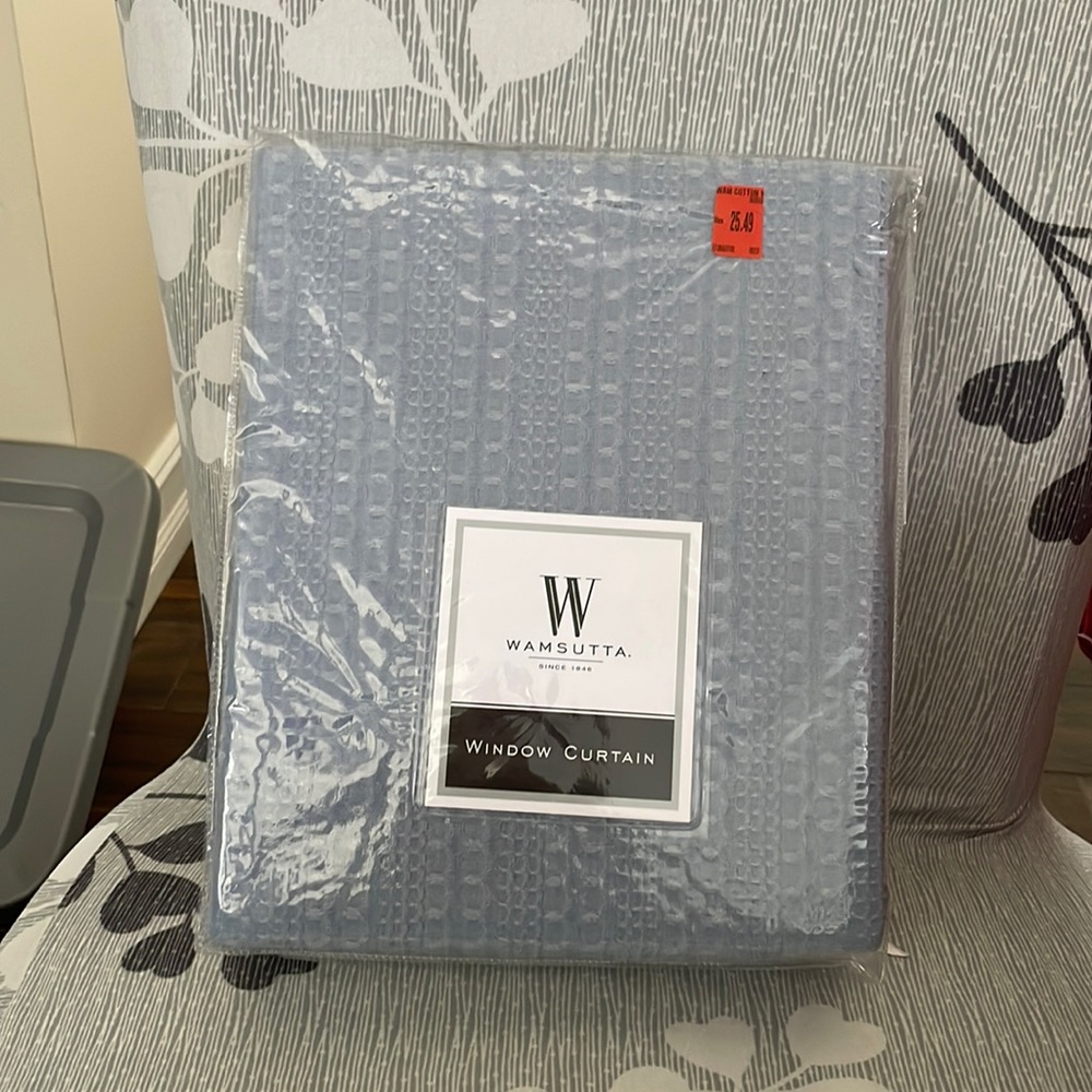 Wamsutta window curtain light blue 45 inch panels. NWT